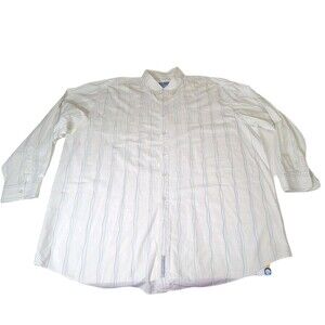 Address Unknown White Verticle Stripe Long Sleeve Button Up Shirt Men's 3X Big